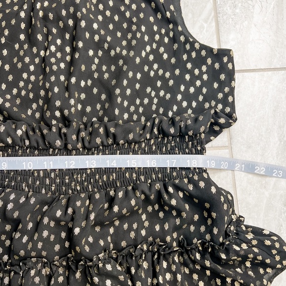 MSK Black Tiered Halter Dress Gold Polka Dots Size Medium - Picture 6 of 9